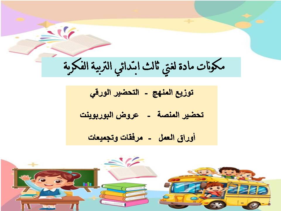 خطة التعلم الأسبوعية لغتي ثالث ابتدائي التربية الفكرية