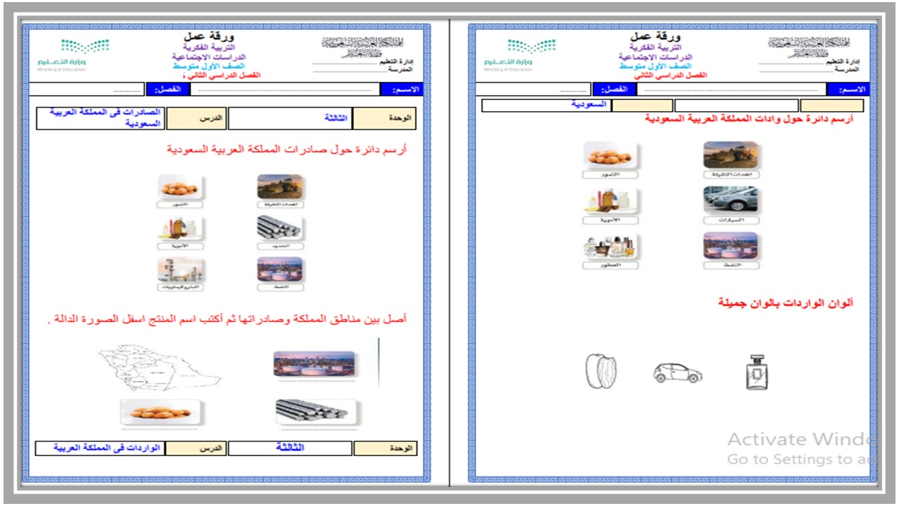 خطة التعلم الاسبوعية الدراسات الاجتماعية أول متوسط التربية الفكرية