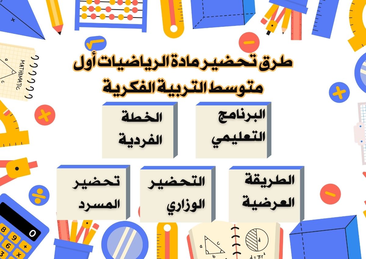خطة التعلم الأسبوعية الرياضيات أول متوسط التربية الفكرية