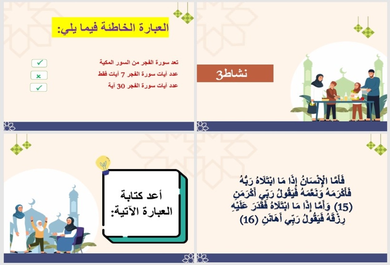 خطة التعليم الأسبوعية دراسات إسلامية أول ثانوي التربية الفكرية