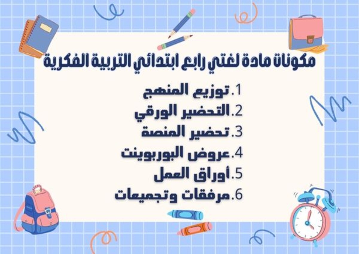 خطة التعلم الأسبوعية لغتي رابع ابتدائي التربية الفكرية