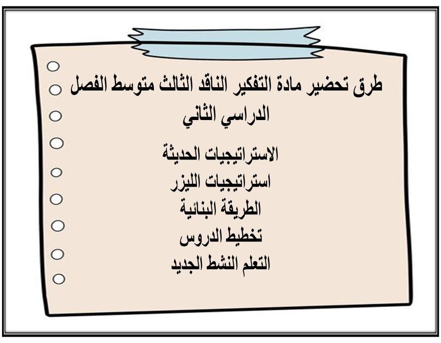 تحضير مادة التفكير الناقد الثالث متوسط الفصل الدراسي الثاني