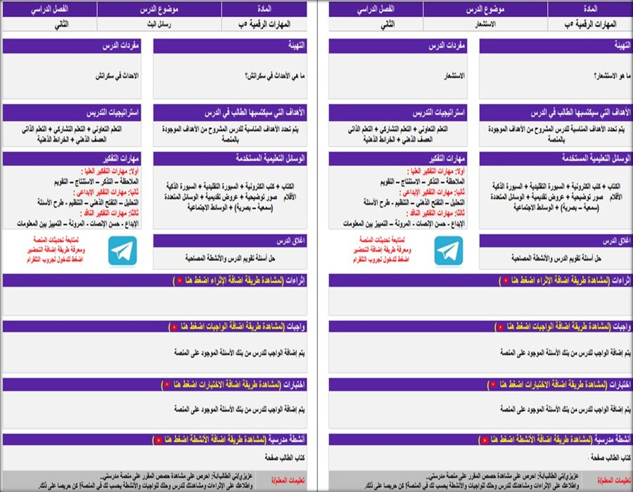 تحضير مادة المهارات الرقمية الصف الخامس الفصل الدراسي الثاني