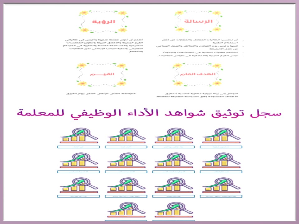 سجل توثيق شواهد الأداء الوظيفي للمعلمة
