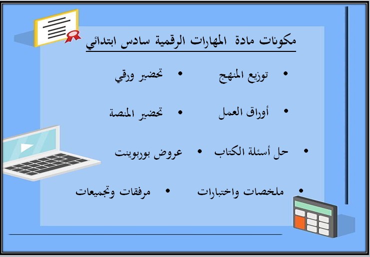 ملخص مهارات رقمية سادس الفصل الاول