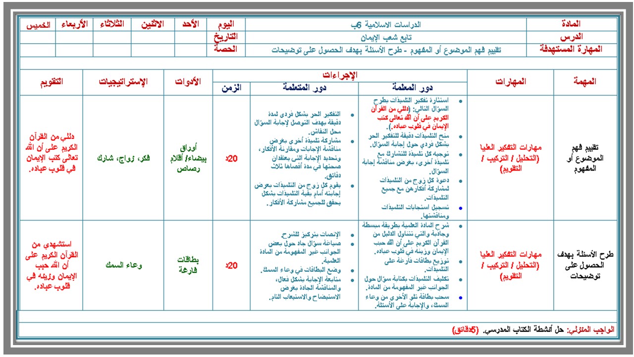 كتاب مادة الدراسات الإسلامية سادس ابتدائي الفصل الدراسي الاول 