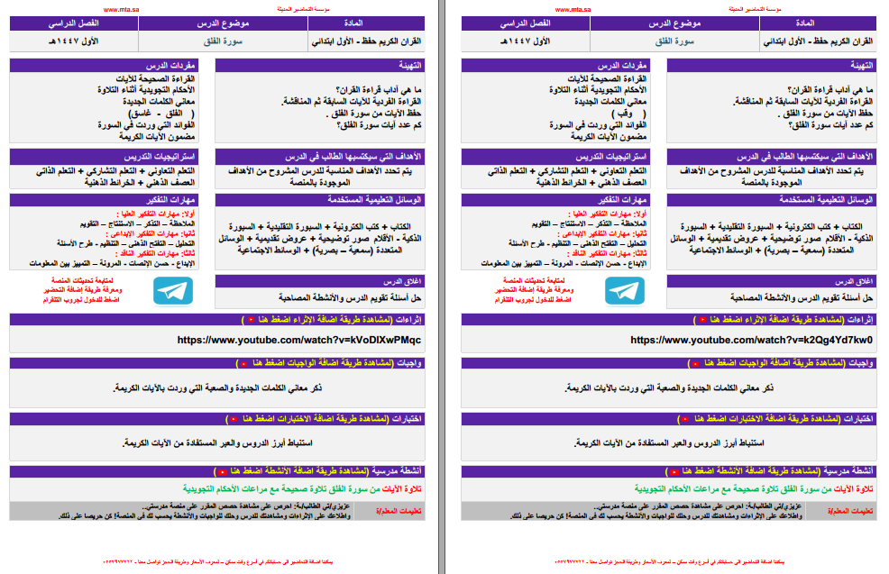 مواد تحفيظ القرآن