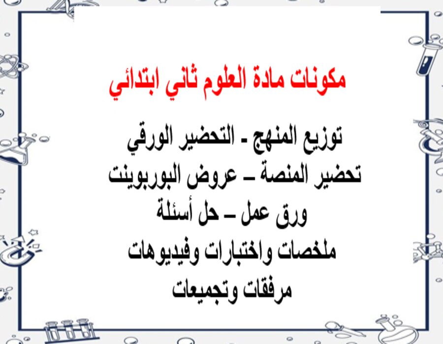 خريطة نواتج التعلم مادة العلوم ثاني ابتدائي