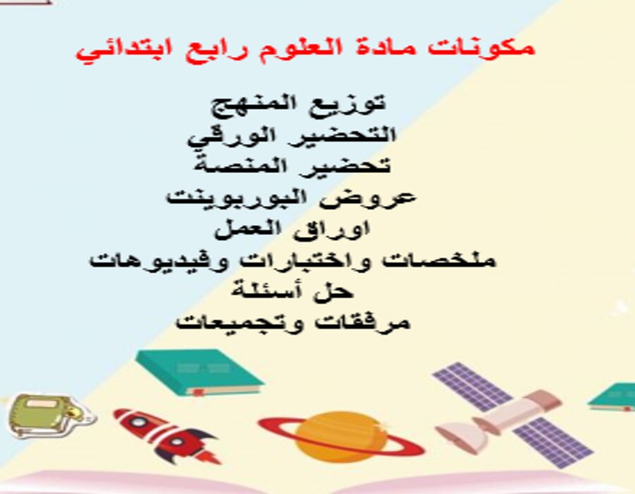 خريطة نواتج التعلم مادة العلوم رابع ابتدائي