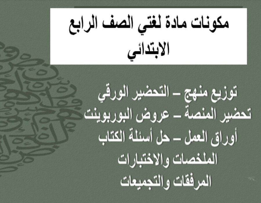 خريطة نواتج التعلم مادة لغتي الصف الرابع الابتدائي