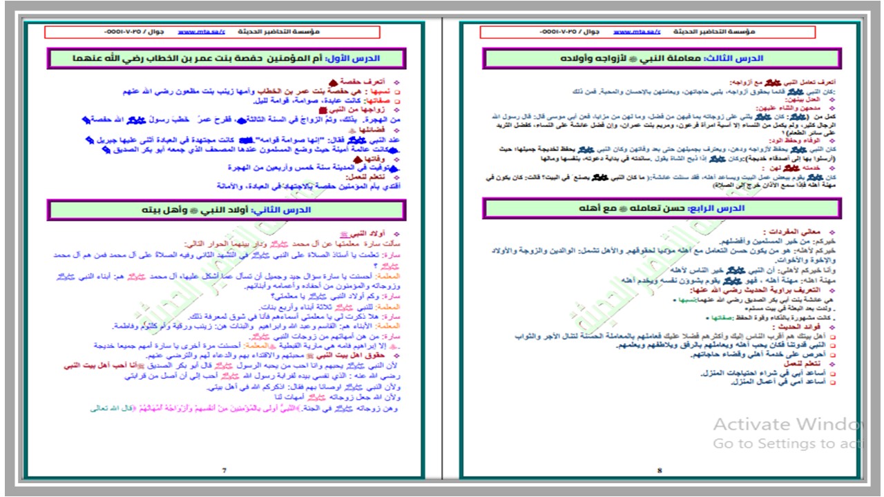 بوربوينت للدراسات الاسلامية الصف الرابع الابتدائي الفصل الدراسي الثاني