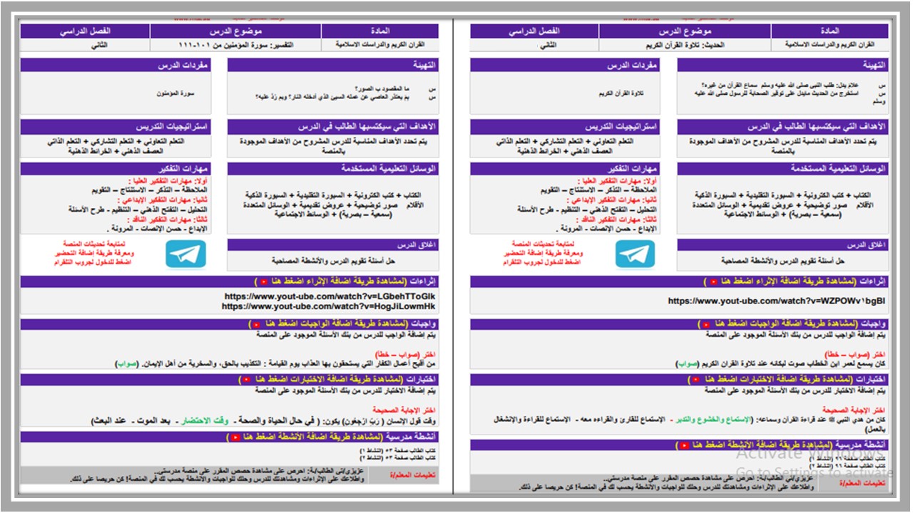خريطة نواتج التعلم إسلامية صف ثاني متوسط 