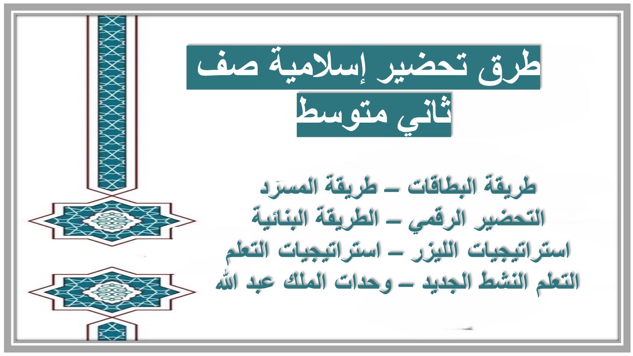 خريطة نواتج التعلم إسلامية صف ثاني متوسط 
