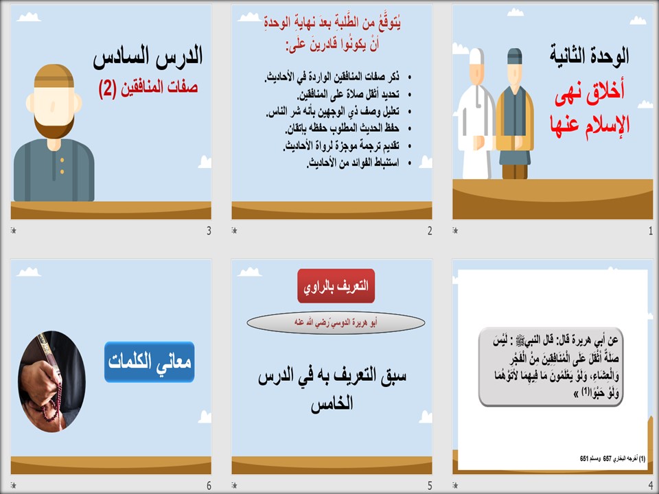 خريطة نواتج التعلم إسلامية للصف الأول المرحلة المتوسطة