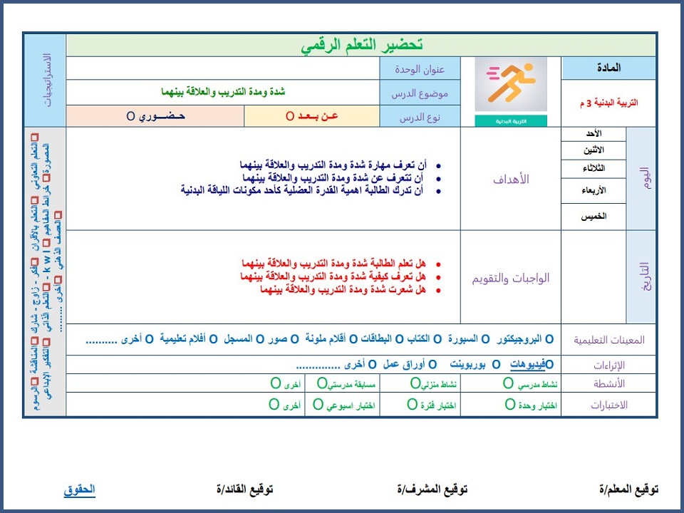 خريطة نواتج التعلم تربية بدنية ثالث متوسط
