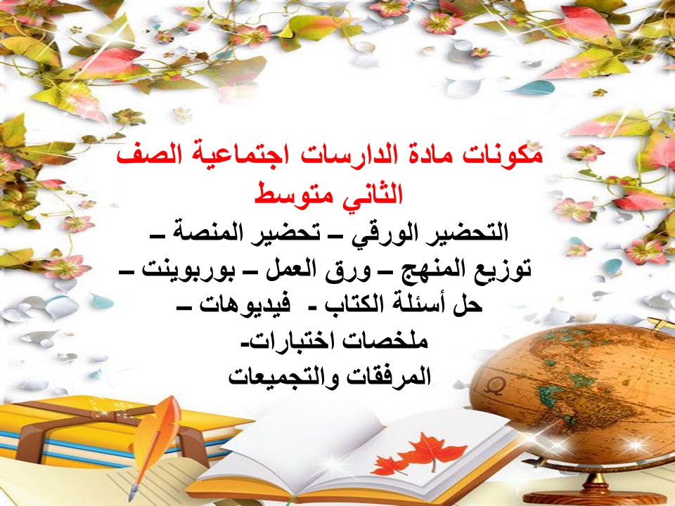 خريطة نواتج التعلم دارسات اجتماعية الصف الثاني متوسط