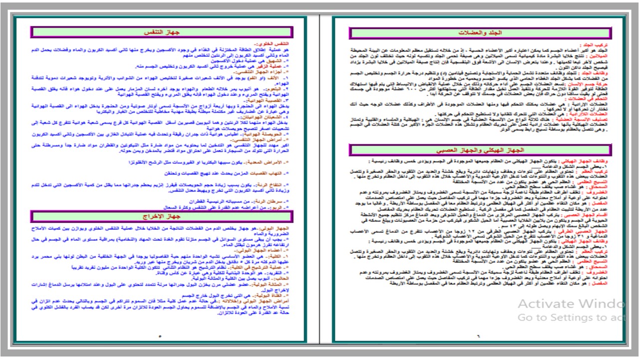 خريطة نواتج التعلم لمادة العلوم ثاني متوسط 